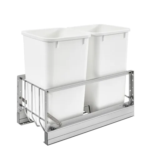 Miniatura 14 de Contenedor de basura extraíble de aluminio de 35 cuartos de galón con cierre suave para gabinetes de base de 15