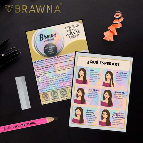 Miniatura 5 de 50 Pcs Instrucciones De post Cuidados De Las Cejas Permanentes - Versión Española Microblading Tarjetas de Instrucciones de Cuidado Posterior 4.25x