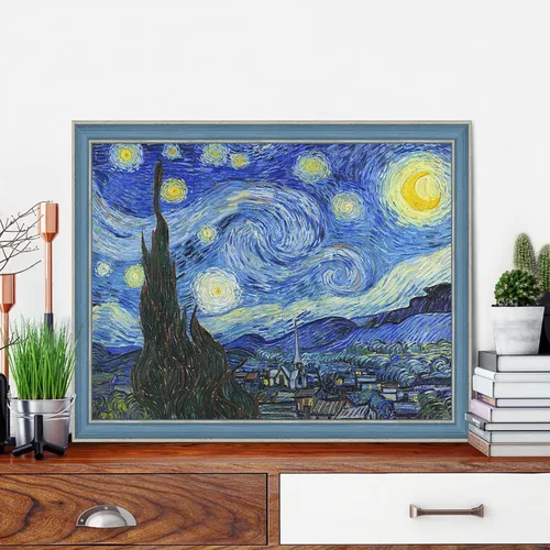 Miniatura 2 de VeGuude Pintura por números para adultos y niños principiantes, paquete de 4 kits de pintura por números de La noche estrellada de Van Gogh