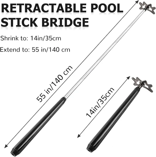 Miniatura 3 de Sumind Palo de puente retráctil para billar, puente de billar ajustable con cabeza extraíble, mango de madera y 5 ranuras de posición, accesorios