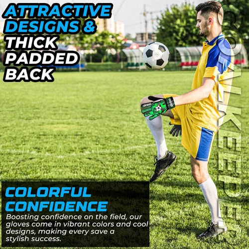 Miniatura 4 de Guantes de portero de fútbol para niños, guantes de portero para jóvenes niños y niñas con palma de látex de 4MM, antideslizantes, protección doble