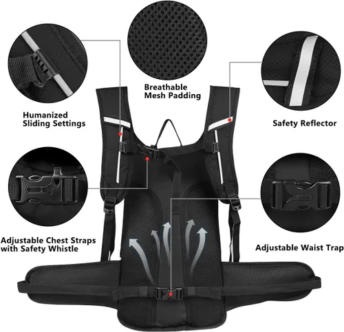 Miniatura 4 de NONSAR Mochila de hidratación de 3L con bolsa de agua, mochila de agua aislada para mujeres, hombres, niños, mantiene los líquidos frescos hasta 5