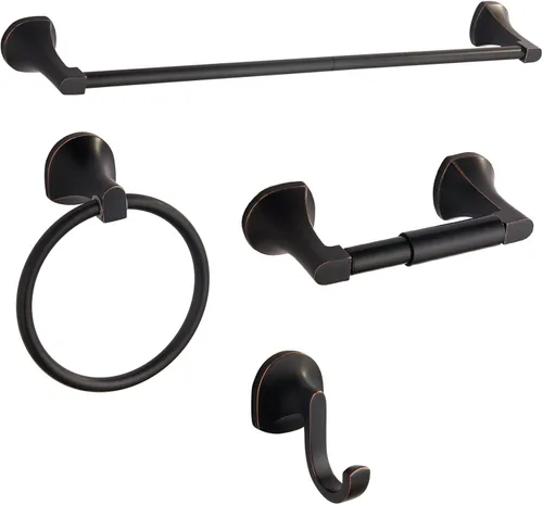 Miniatura 10 de BGL Juego de accesorios de baño, barra de toalla extensible ajustable negro mate, juego de accesorios de baño de 4 piezas, soporte para papel