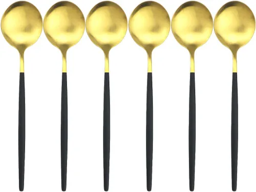 Miniatura 5 de Juego de 6 cucharas de cena mate de acero inoxidable 304 cucharas de sopa con mango largo, cuchara de postre para arroz, gachas de avena y ensalada