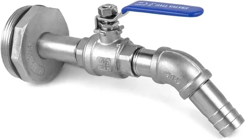 Miniatura 9 de QWORK Grifo de tambor para tambor de acero y plástico de 55 galones, grifo de barril de acero inoxidable de 2 pulgadas con salida de 90 grados 3/4 1