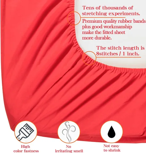 Miniatura 2 de NTBAY - Sábana bajera completa únicamente - Sábana ajustable de microfibra cepillada con bolsillo profundo - Sábana de cama de calidad hotelera, Rojo