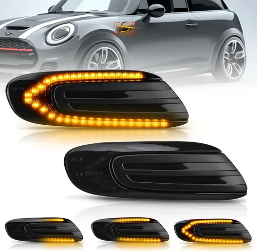 Miniatura 12 de Bestview Conjunto de luz de marcador lateral compatible con MINI Cooper R55 R56 R57 R58 R59 R60 R61 2007-2015, lámparas ámbar de guardabarros
