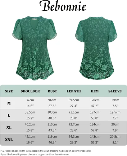 Miniatura 6 de Bebonnie Blusas de verano con volantes de manga corta para mujer, blusas elegantes florales