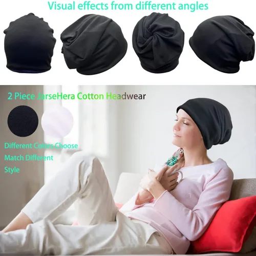 Miniatura 2 de JarseHera Gorro holgado de mujer con encaje de algodón, gorros para quimioterapia, gorros para el cáncer, turbante