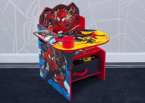 Miniatura 6 de Delta Children Cama de plástico para niños pequeños, Marvel Spider-Man y escritorio con silla con contenedor de almacenamiento, certificado