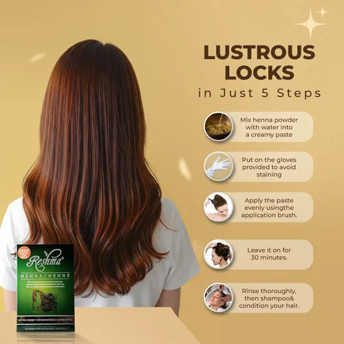 Miniatura 3 de Reshma Beauty Tinte de cabello con henna en 30 minutos infundido con henna orgánica Lawsonia Inermis 100% cobertura de canas para cabello suave