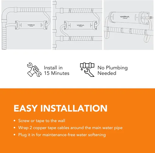Miniatura 3 de YARNA Sistema de descalcificación de agua electrónico capacitivo – Sistema alternativo sin ablandador de agua salada para toda la casa, reduce