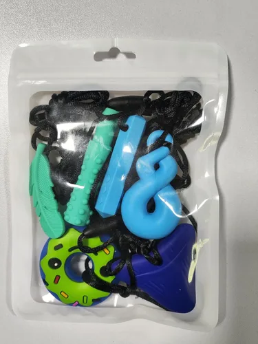 Miniatura 2 de Collares masticables para niños sensoriales, 6 collares sensoriales para masticar para niños y niñas con TDAH, SPD, autismo, necesidades de Azul