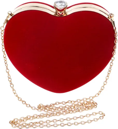 Miniatura 3 de Bolso en forma de corazón para mujer, mini bolso de cadena de embrague, bolso de hombro elegante, bolso de noche