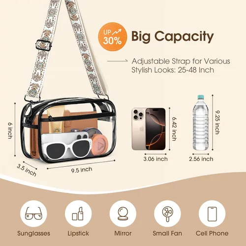 Miniatura 4 de Bolsa transparente para eventos de estadio, bolso transparente para mujeres, bolsa cruzada aprobada para estadios, bolsa para conciertos, eventos