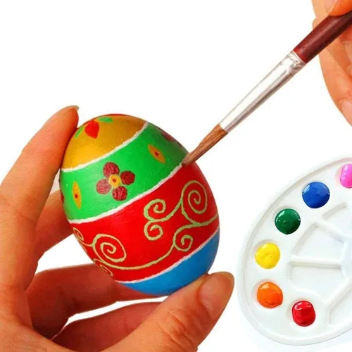 Miniatura 5 de Huevos de Pascua SallyFashion falsos, 15 unidades, de madera, sin pintar, juego para manualidades, decoración de cocina, alimento de juguete