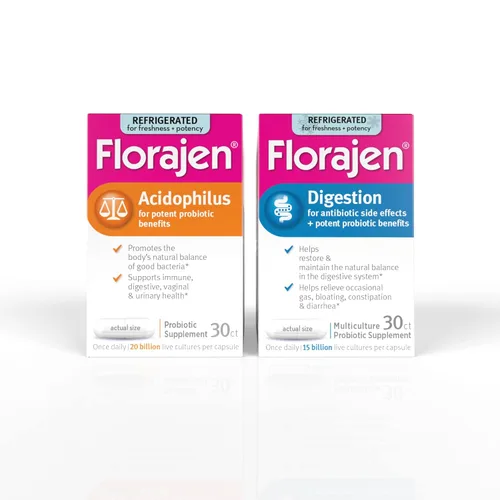 Florajen Probiótico Acidophilus - Potencia extra alta para la salud intestinal, vaginal e inmunológica - Alivio de la hinchazón y el estreñimiento