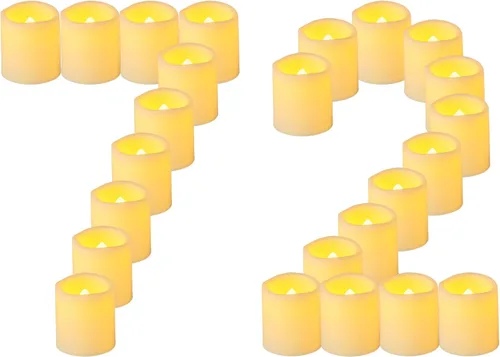 Miniatura 15 de Paquete de 36 velas de té sin llama de 1.5 x 1.8 pulgadas, funcionan con pilas, velas votivas LED parpadeantes, velas falsas eléctricas parpadeantes
