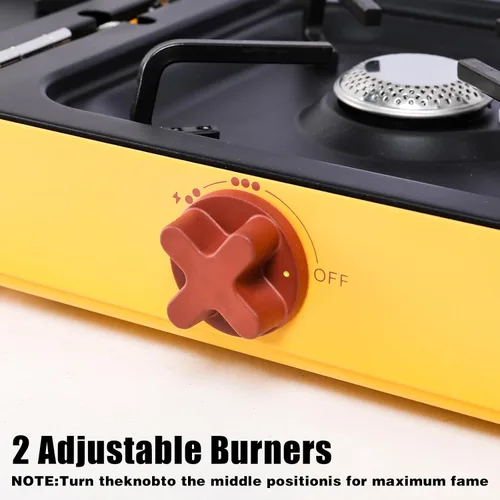 Miniatura 2 de Aircity Estufa de camping de 2 quemadores – Estufa de propano portátil de 16,000 BTU con quemadores ajustables, estufa de viaje de gas plegable