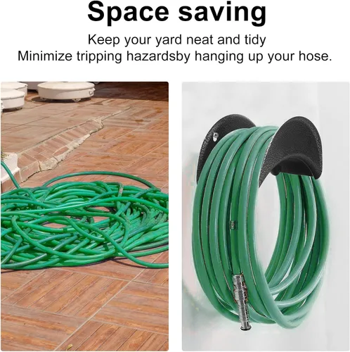 Miniatura 6 de GARTOL Soporte de manguera de jardín resistente para montaje en pared, colgador de manguera de acero de alto carbono para patio exterior, a prueba