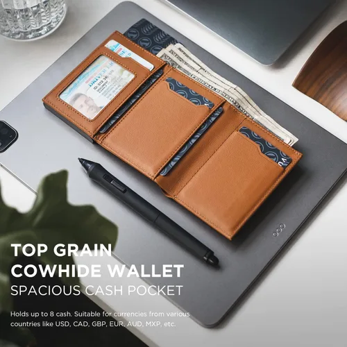 Miniatura 4 de VULKIT Cartera con tarjetero con bolsillo para monedas, cierre magnético, tarjetas desplegables con ventana para identificación, cartera de cuero