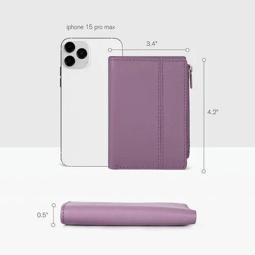 Miniatura 6 de Billetera Oak Leathers para mujer de piel de grano completo - Pequeña con protección RFID, monedero para monedas, tarjetero de crédito y DNI