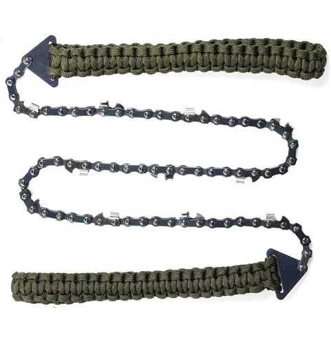 Miniatura 5 de Sucrain Sierra de Cadena de Bolsillo con Mango de Paracord, Sierra de Mano de Cadena Plegable, Equipo de Supervivencia de Emergencia al Aire Libre