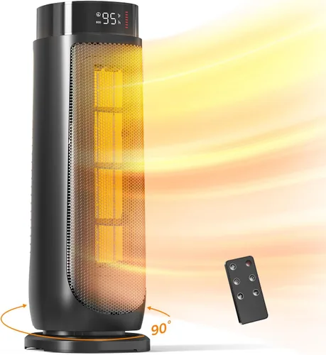 BREEZOME Calentadores de Espacio para Uso Interior, 1500W, con Termostato, Temporizador de 24H, Oscilación de 90°, Silencioso, Portátil, Cerámica