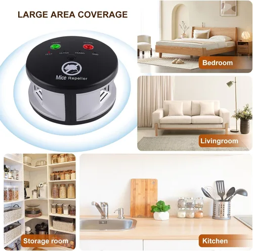 Miniatura 2 de Repelente ultrasónico de roedores para interiores, repelente ultrasónico de ratones con enchufe, disuasorio de plagas, control de 360°