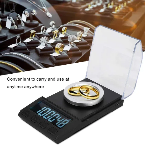 Miniatura 7 de Báscula digital de joyería, 3.53 oz/0.001 G LCD, mini báscula electrónica de joyería en quilates, equilibrio de laboratorio, oro, plata, diamante