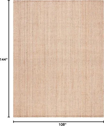 Miniatura 2 de SAFAVIEH Alfombra de Área 9x12 pies - Colección de Fibra Natural - Grande - Marrón Natural, Yute Hecho a Mano, Diseño de Tejido de Canasta (NF401A)