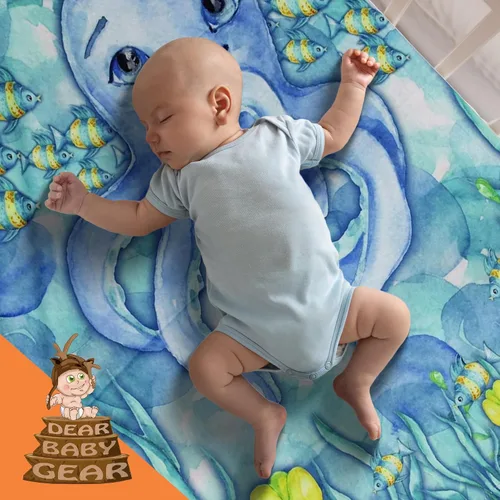 Miniatura 7 de Dear Baby Gear - Manta de bebé oceánico - Manta de doble capa con tema oceánico - Peluche suave para niñas y niños - Adorable pulpo con diseño