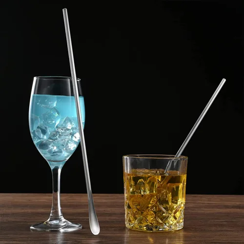 Miniatura 5 de Cuchara para agitar y mezclar de acero inoxidable 304 de 8.5 pulgadas / 8.6 in, herramienta de barra reutilizable para café, té, bebidas heladas