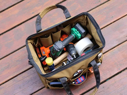 Miniatura 8 de Coreflex Bolsa de herramientas de 14 pulgadas de boca ancha, bolsa de equipo, de múltiples propósitos - para plomeros, electricistas, manitas, Negro