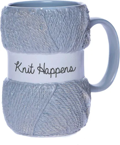 Boxer Gifts Taza de regalo de punto para tejedores - Knit Happens - Diseño de hilo - Regalo divertido para ella