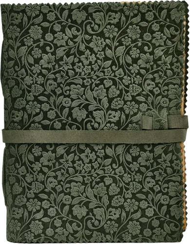 Miniatura 2 de LEATHER VILLAGE Diario floral en relieve encuadernado en cuero para mujeres y hombres, 200 páginas, 8 x 6 pulgadas (A5), aguamarina, libro