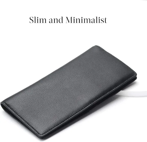 Miniatura 2 de Bveyzi Billeteras de cuero ultrafino con bloqueo RFID para tarjetas de crédito, billetera plegable para mujer