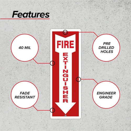 Miniatura 2 de OLANZU Señales de extintor de incendios para empresas, paquete de 5, letrero de metal para extintor de incendios de 4 x 12 pulgadas, de aluminio