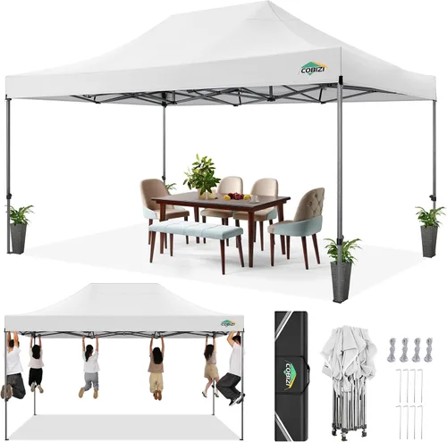 Miniatura 66 de COBIZI Toldo de 10 x 20 pies con paredes laterales, carpa de fiesta resistente para fiestas, bodas, tienda de campaña portátil plegable fácil