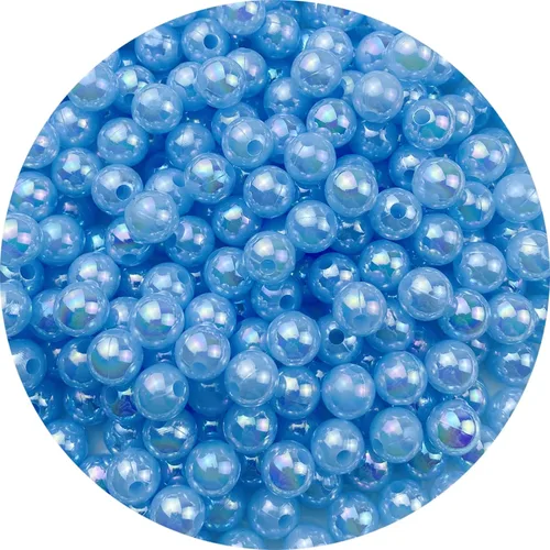 300 cuentas de perlas para manualidades de 0.315 pulgadas (0.315 in), cuentas redondas sueltas de perlas para collares, pulseras, aretes, Azul claro