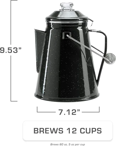 Miniatura 2 de COLETTI Cafetera Percolator clásica: la cafetera de camping más nostálgica, ahora modernizada [esmalte negro, 12 tazas]
