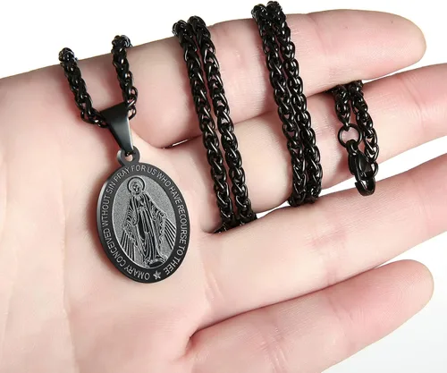 Miniatura 128 de P. BLAKE Collar ovalado de San Cristóbal, Miguel, José, Jude/Virgen María/José/Francisco/Patrick/Anthony/Benedict/Thomas para hombres y mujeres