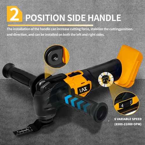 Miniatura 3 de Multiherramientas oscilantes para batería Dewalt de 20 V, herramienta multiusos de corte y lijado, ángulo de oscilación de 4°, 6 velocidades