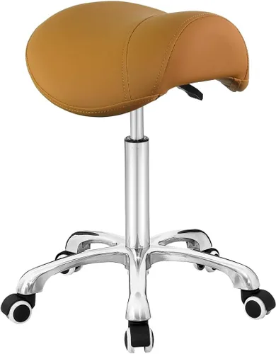 Miniatura 9 de Antlu Silla de Sillín con Respaldo Ergonómica Giratoria Asiento de Esteticista para Salón, Tienda de Tatuajes, Spa, Clínica Dental
