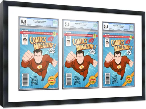 Miniatura 12 de Marco de cómic con paspartú para 8 CGC, CBCS o PGX Graded Comics - Marco de cómic blanco para cómics de 8.125 x 13 pulgadas Marco blanco