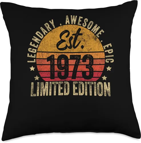 Miniatura 4 de 50th Birthday Vintage 50 Year Old Est 1973 Limited Edition Throw Pillow