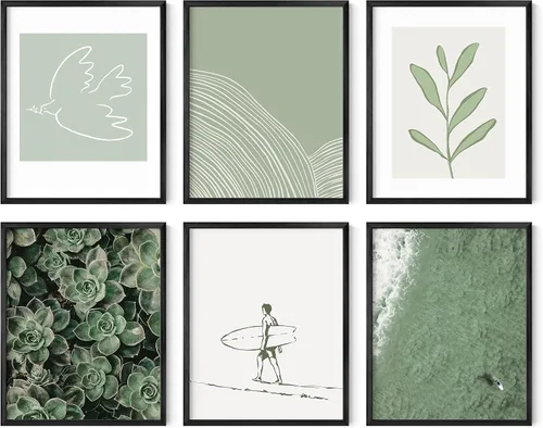 Miniatura 10 de HAUS AND HUES Arte abstracto para pared, juego de 6 arte moderno japonés para pared, decoración de pared estética, póster de mariposa y luna, obra
