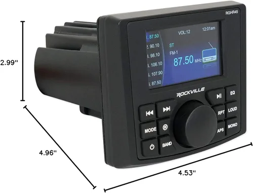 Miniatura 10 de Rockville Paquete RGHR45: Receptor de 4 zonas de calibre marino con Bluetooth, control remoto con cable, (2) pares WB65KLED negro de 6.5 pulgadas