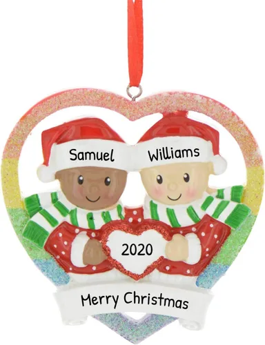 Miniatura 13 de Elves - Adornos de arcoíris personalizados 2025 – Decoración del orgullo LGBTQ arco iris, adornos de recuerdo, corazón de Navidad para el orgullo