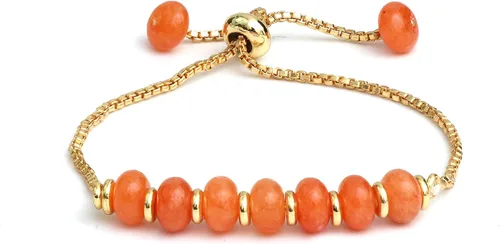 Miniatura 23 de Gempires - Pulsera de cuentas redondas naturales, chapada en oro amarillo de 14 quilates, joyería hecha a mano, pulseras ajustables para mujer